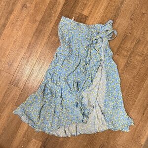 Faithfull The Brand Floral Blue Wrap Skirt